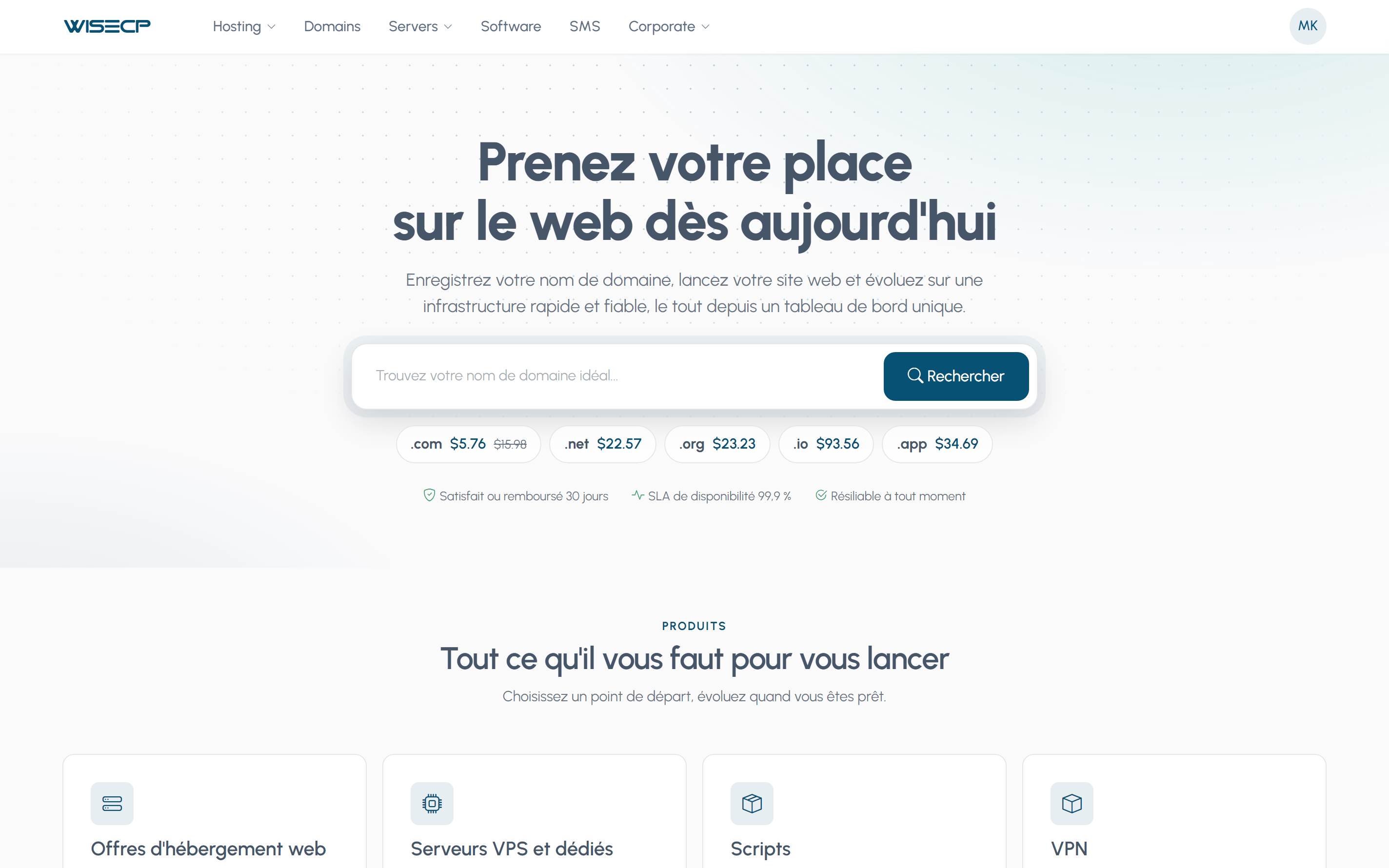 Vitrine du thème Basic de WISECP version 5