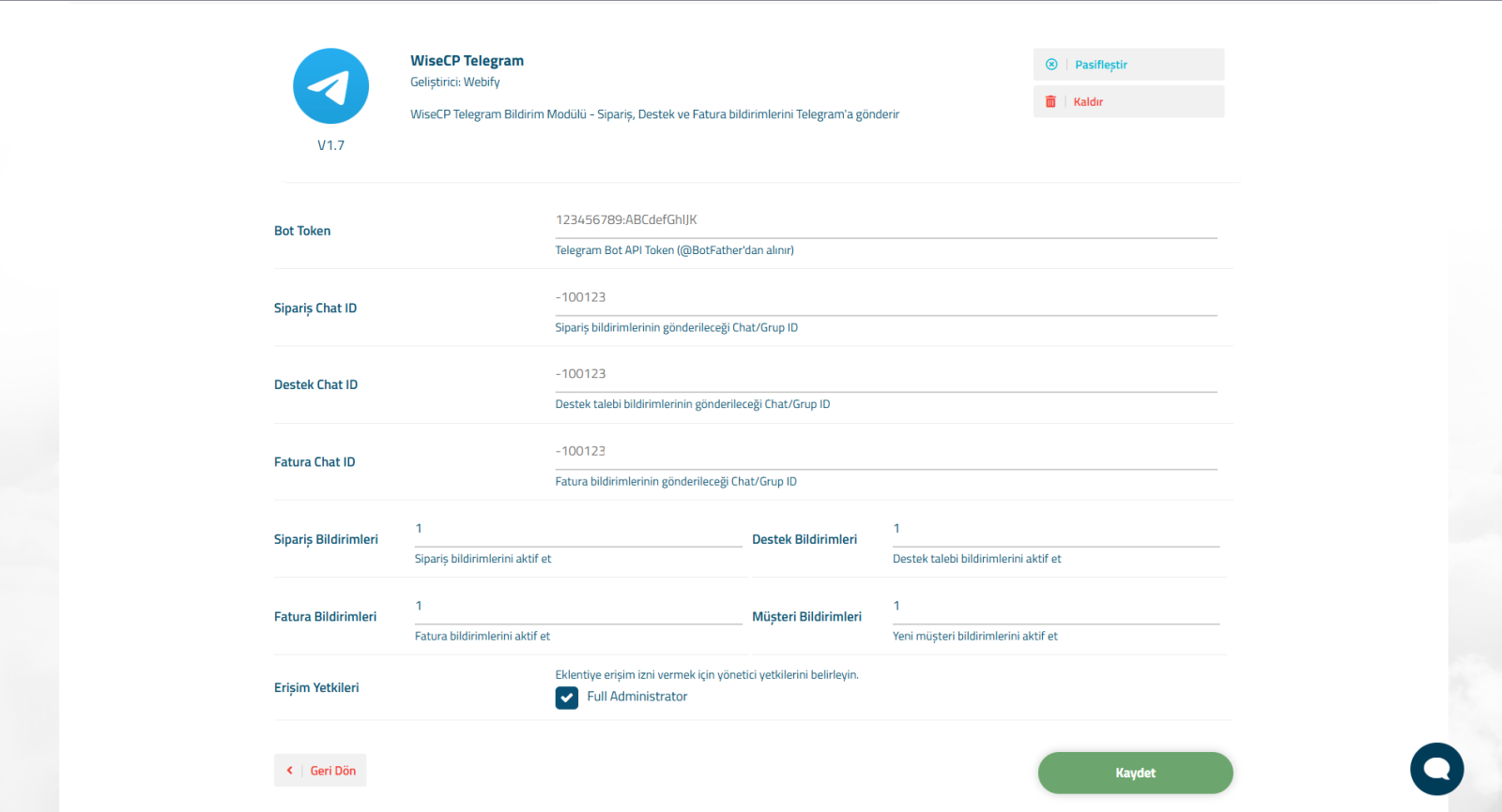 Telegram Notification Module