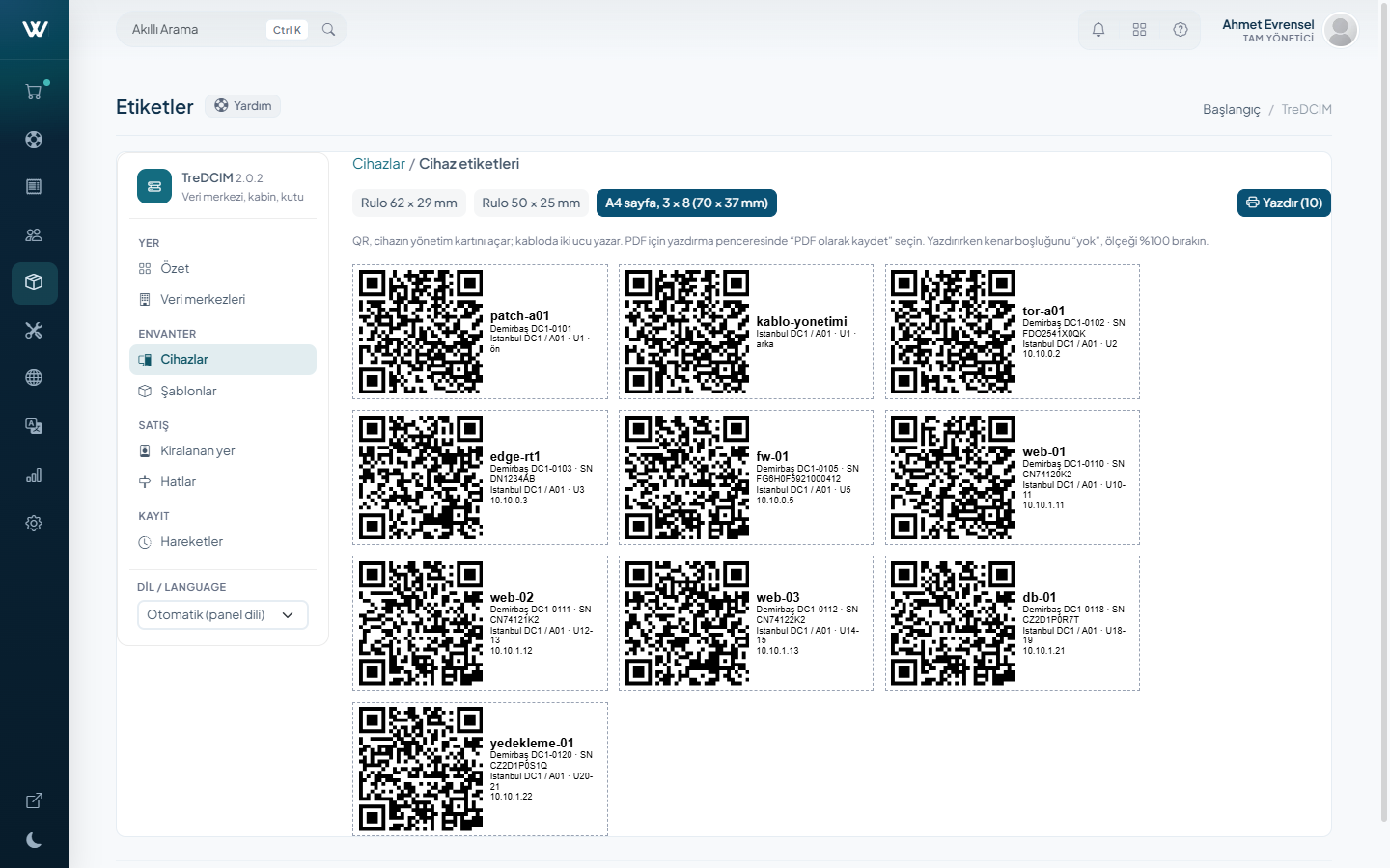 TreDCIM - Data Center and Rack Inventory for WISECP