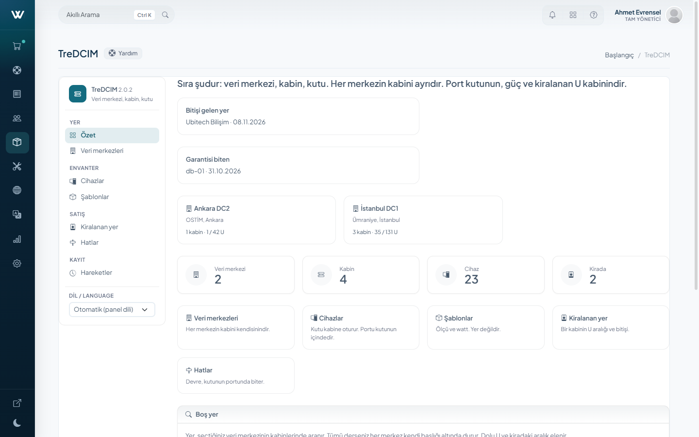TreDCIM - Data Center and Rack Inventory for WISECP