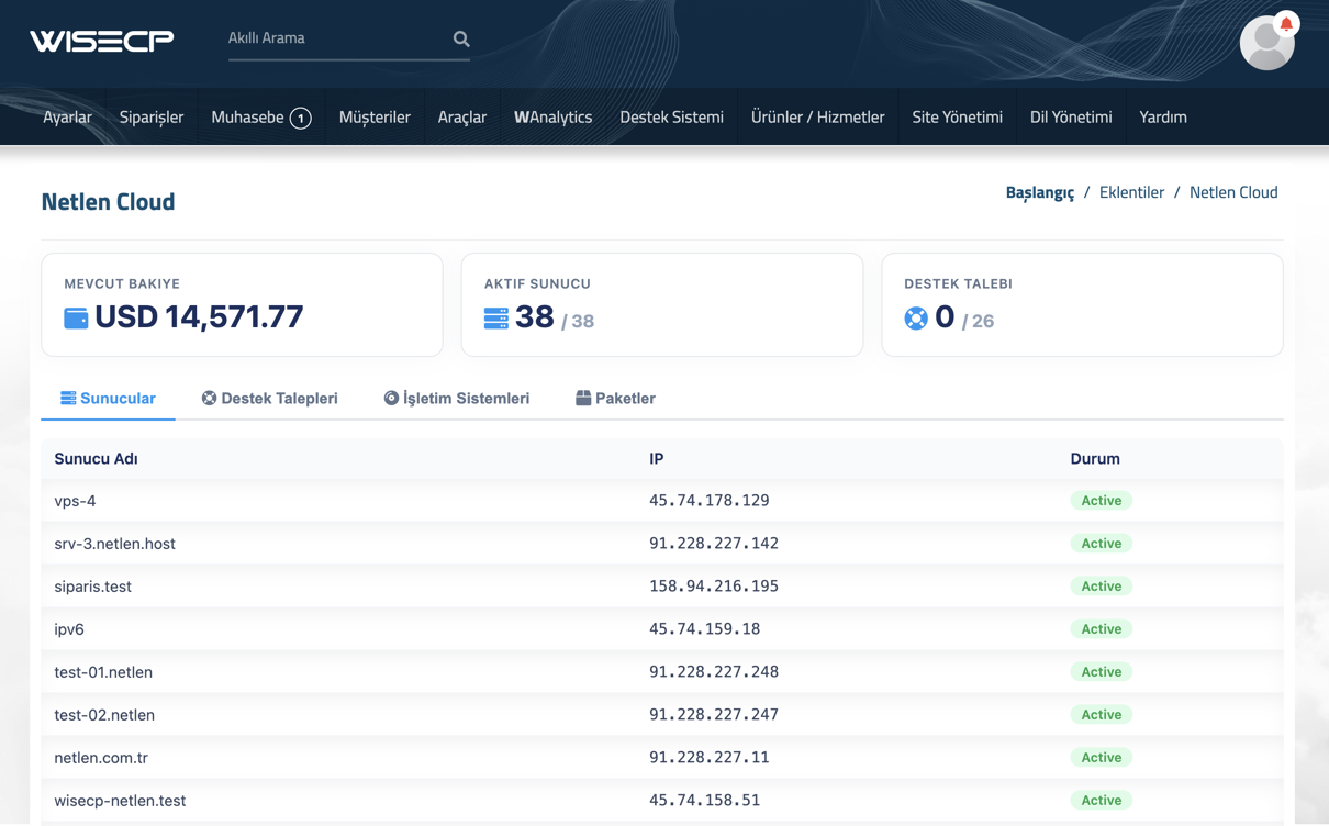 Netlen Cloud Automation for WISECP
