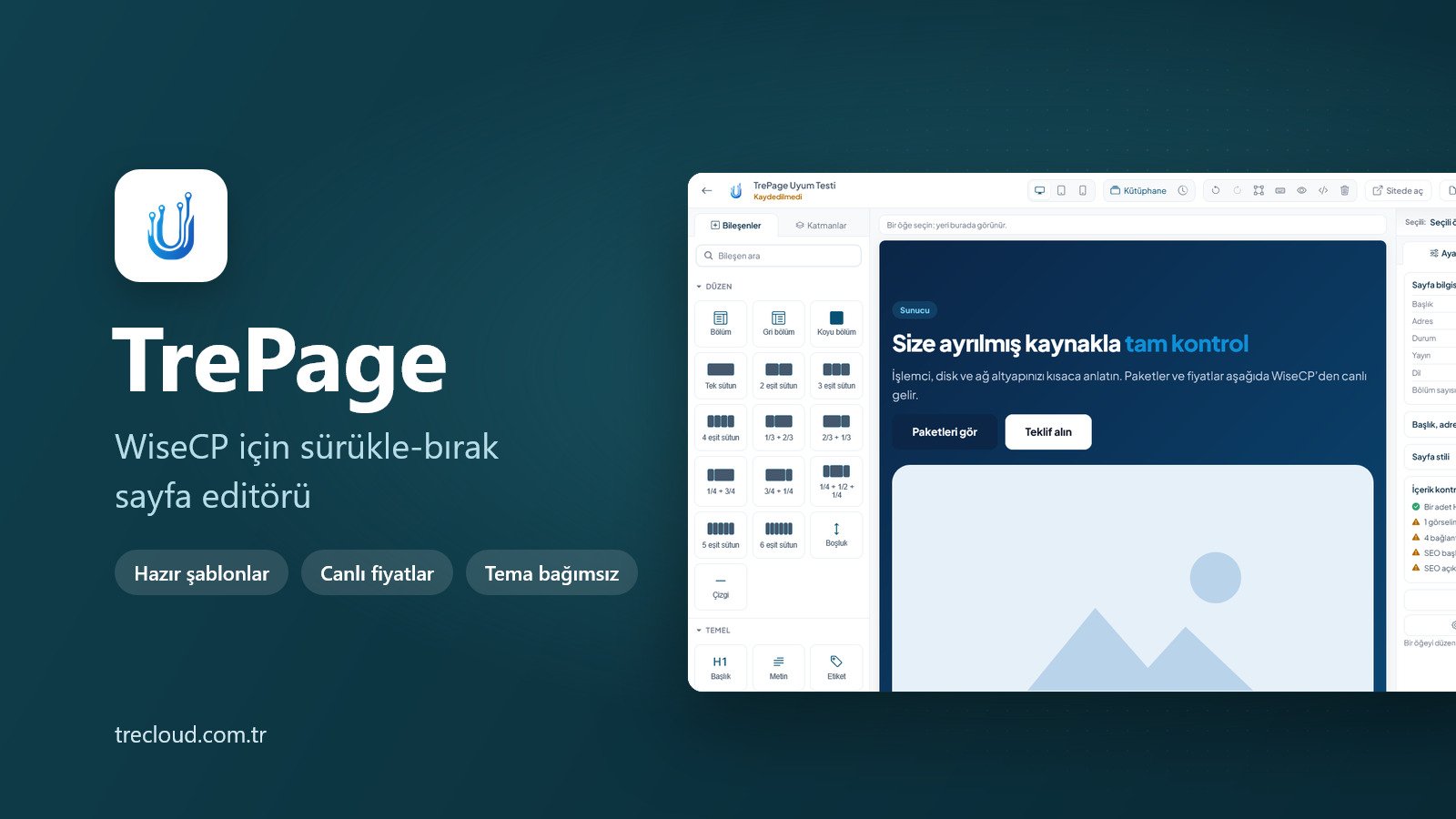 TrePage - Drag-and-Drop Page Builder for WISECP