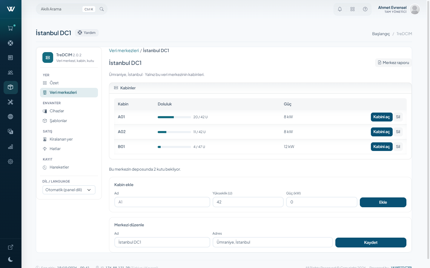 TreDCIM - Data Center and Rack Inventory for WISECP