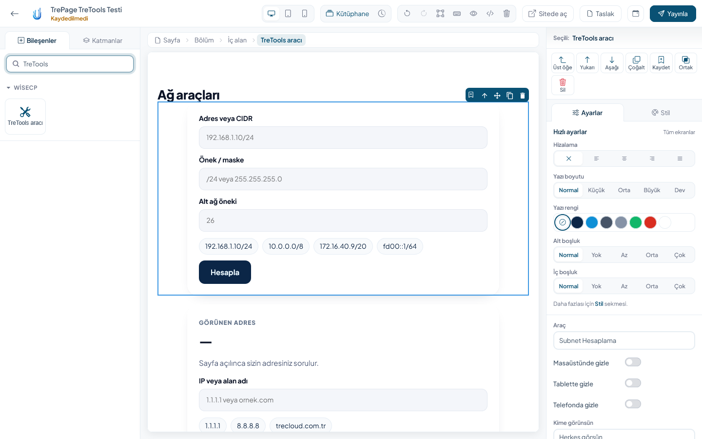 TrePage - Drag-and-Drop Page Builder for WISECP
