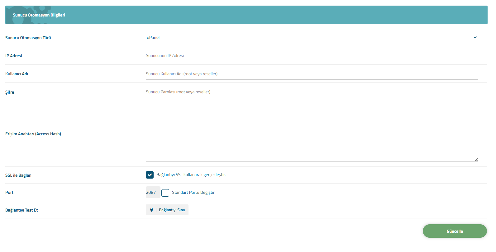 oPanel WISECP Hosting Otomasyon Modülü