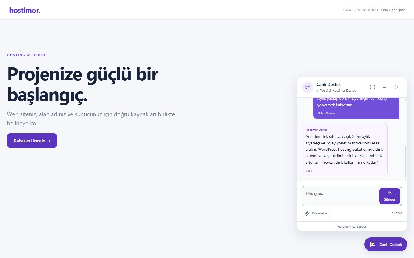 Hostimor Canlı Destek