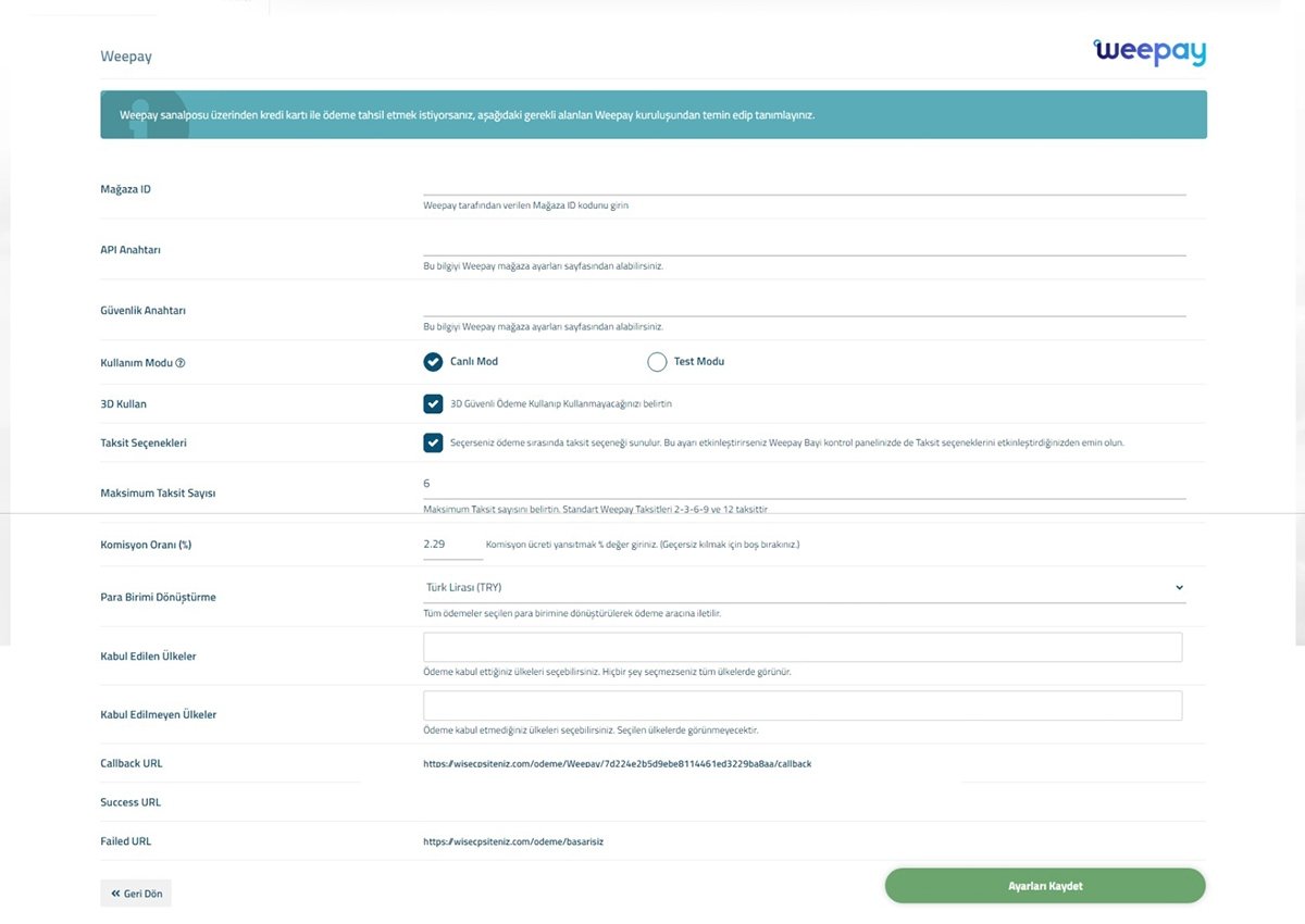 Weepay Payment Gateway