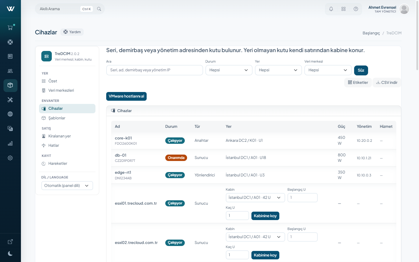 TreDCIM - Data Center and Rack Inventory for WISECP