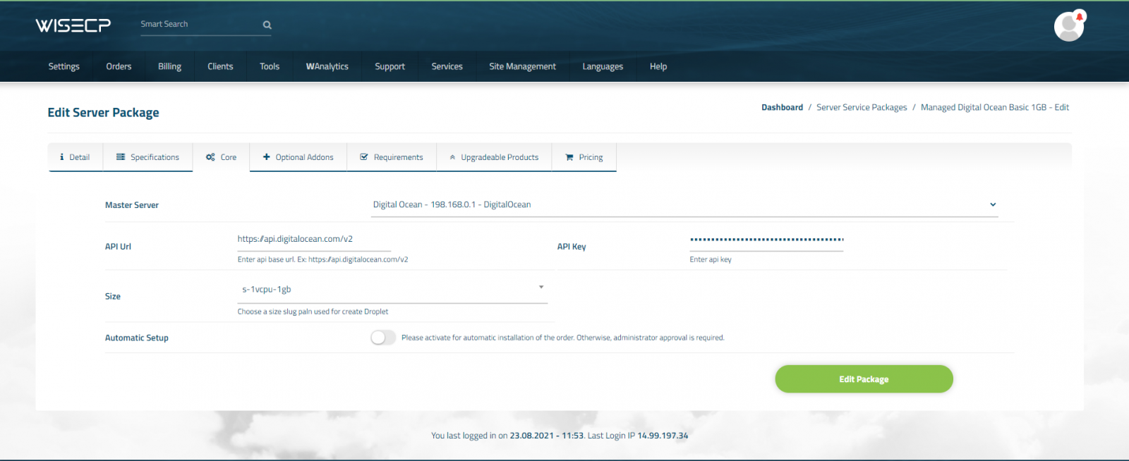 DigitalOcean Droplets For WISECP