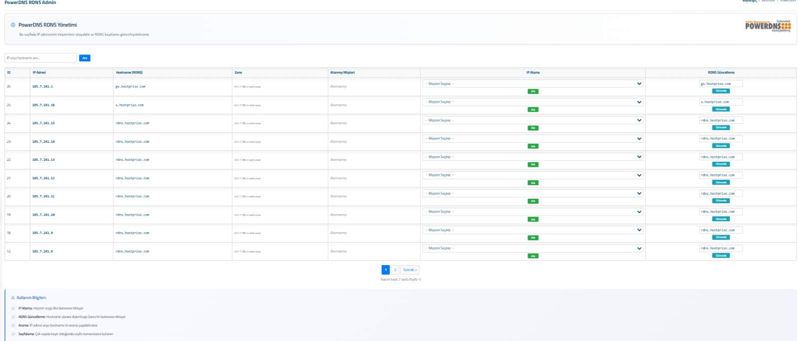 PowerDNS RDNS Management