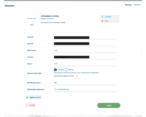 Faturamax E-Invoice Module