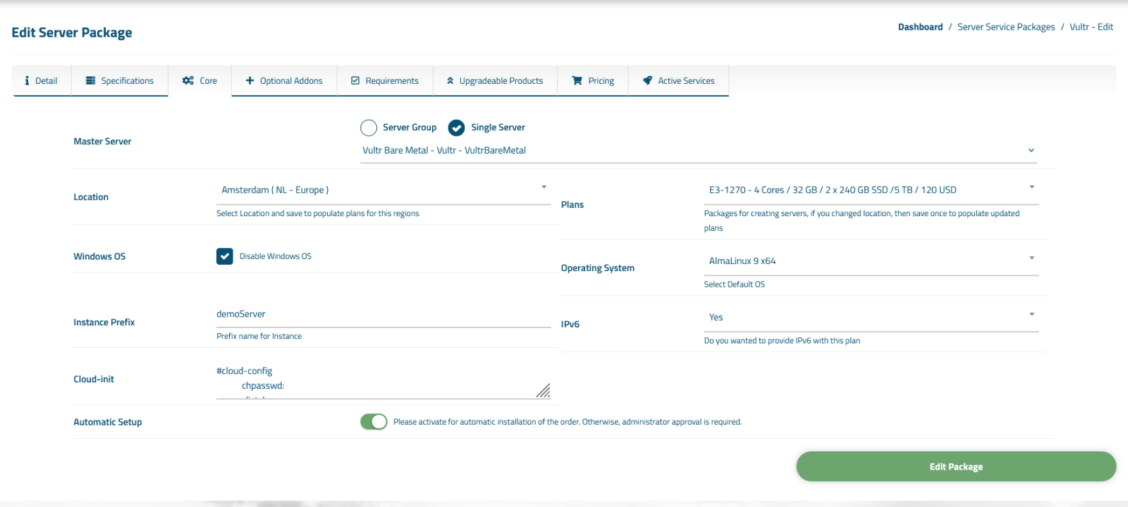 Vultr Bare Metals Module