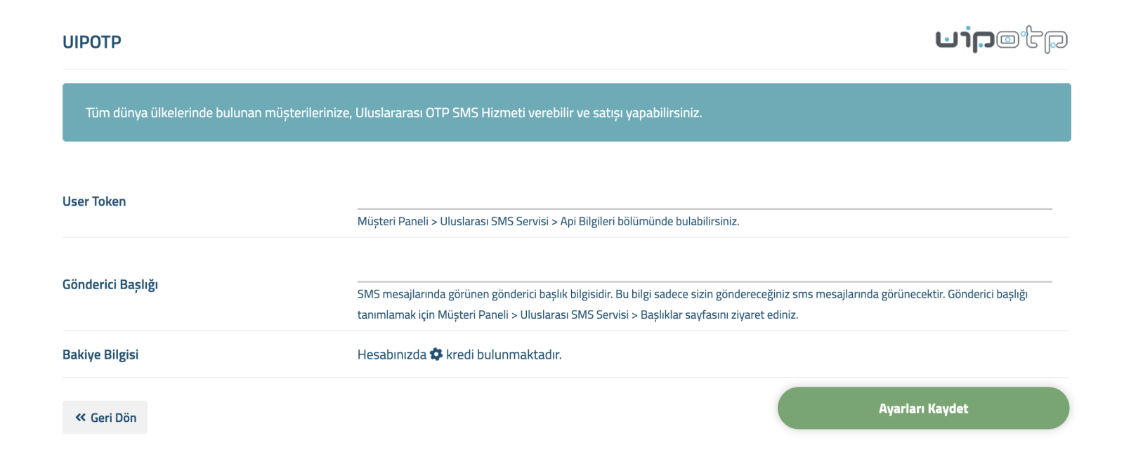 UIPOTP - OTP SMS Module