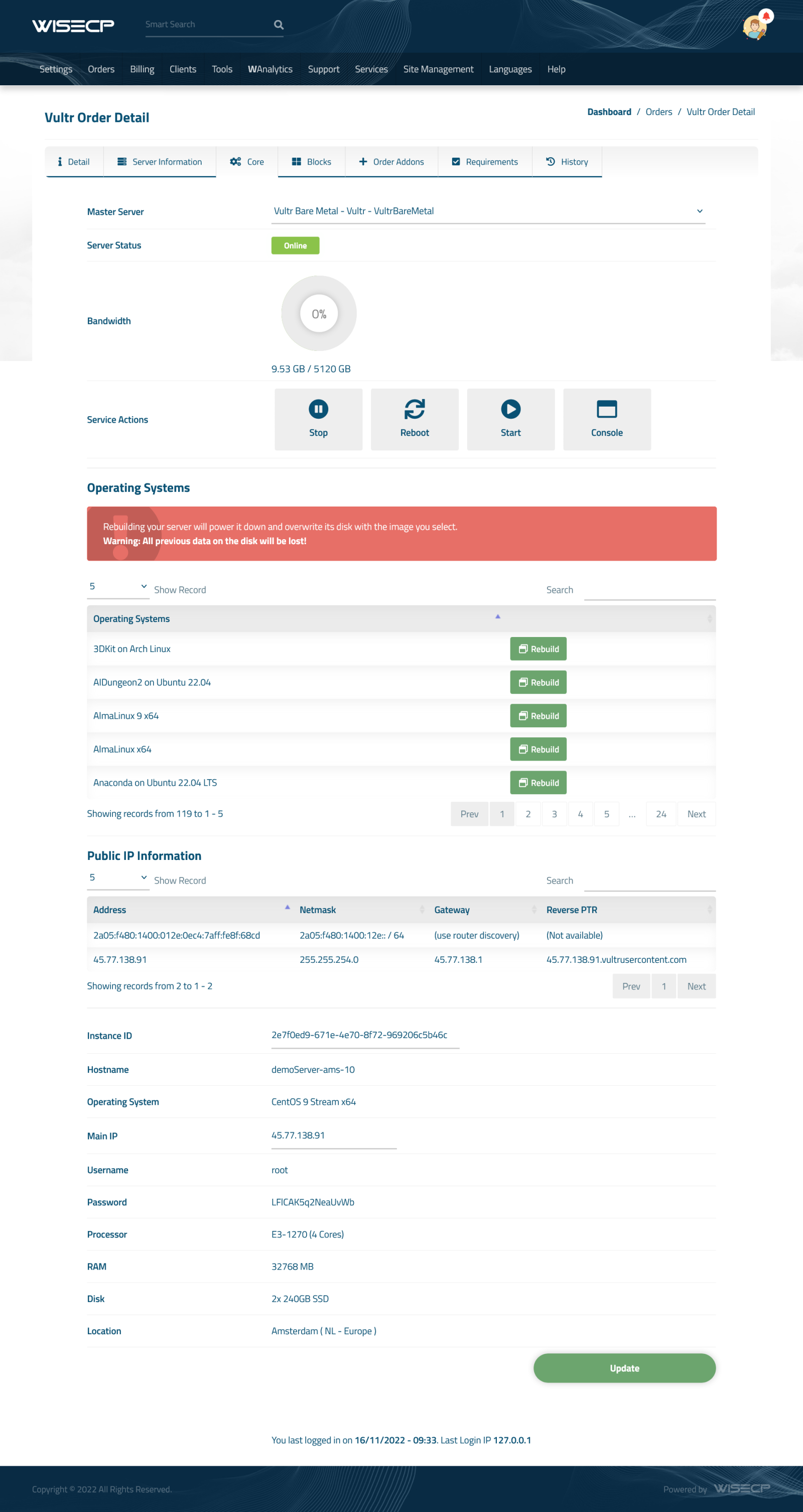 Vultr Bare Metals Module