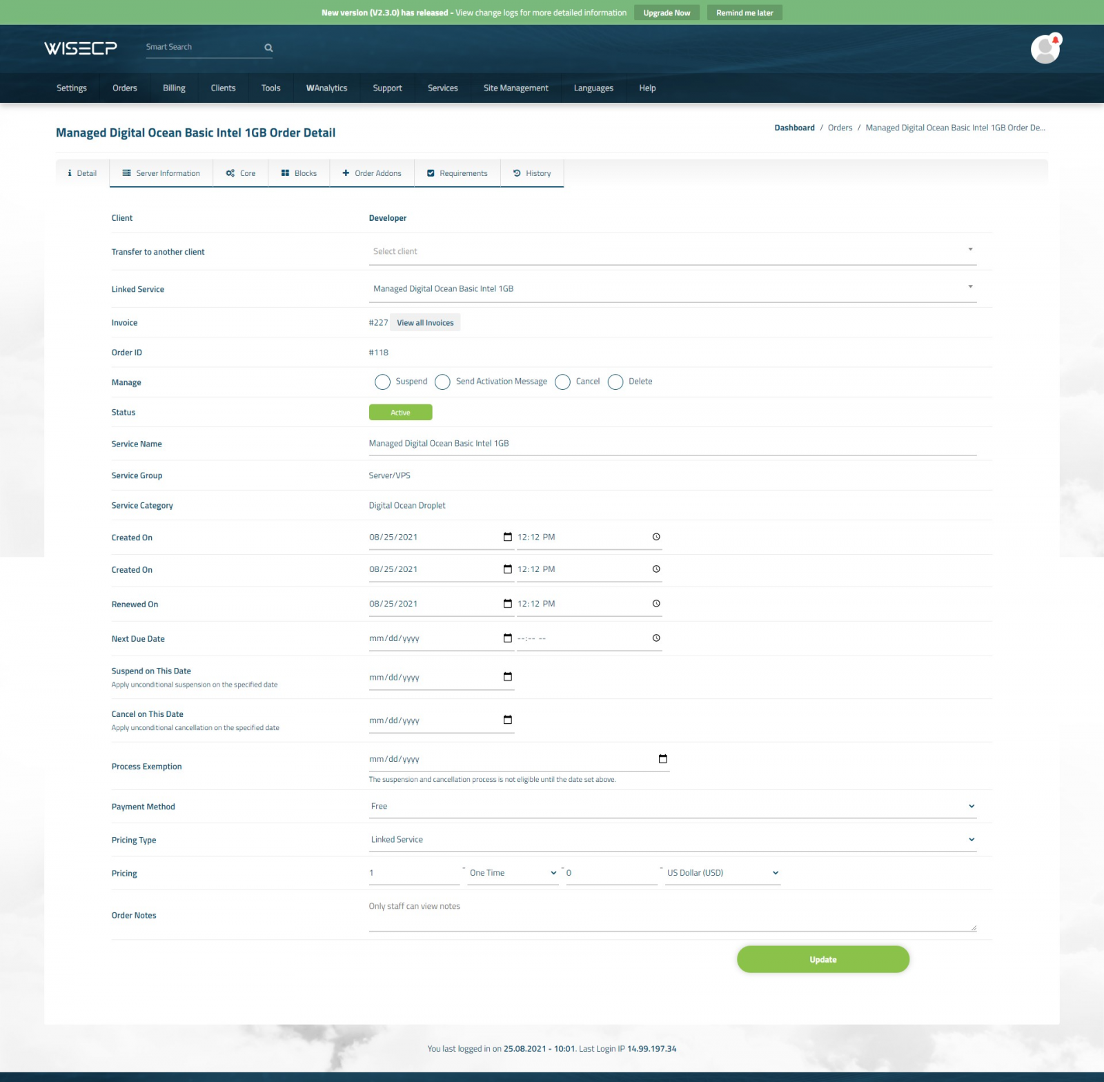 DigitalOcean Droplets For WISECP