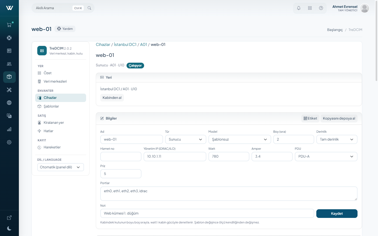 TreDCIM - Data Center and Rack Inventory for WISECP