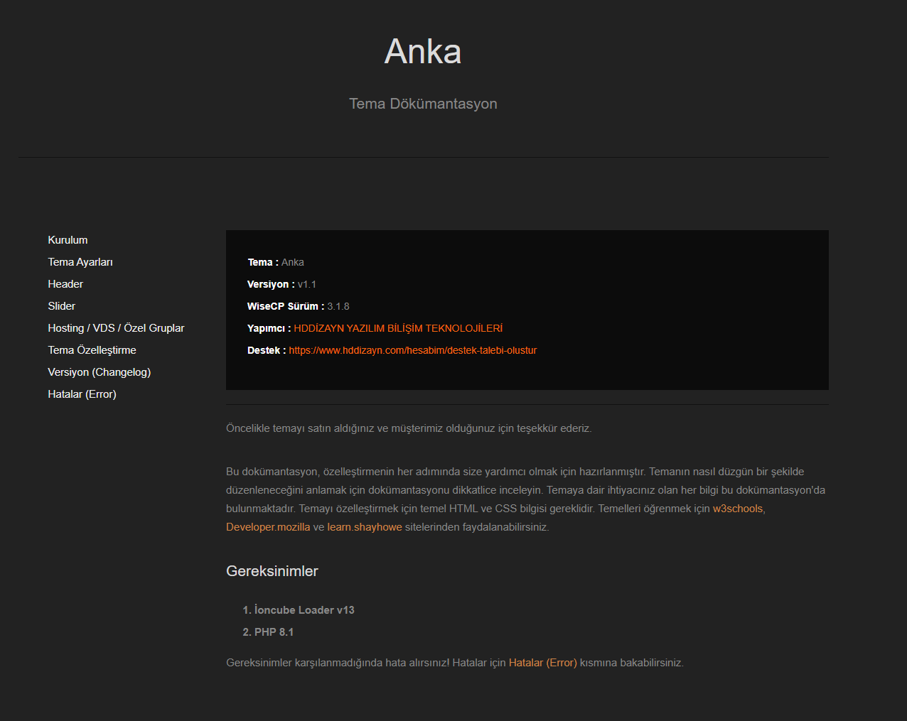 Anka WISECP Theme