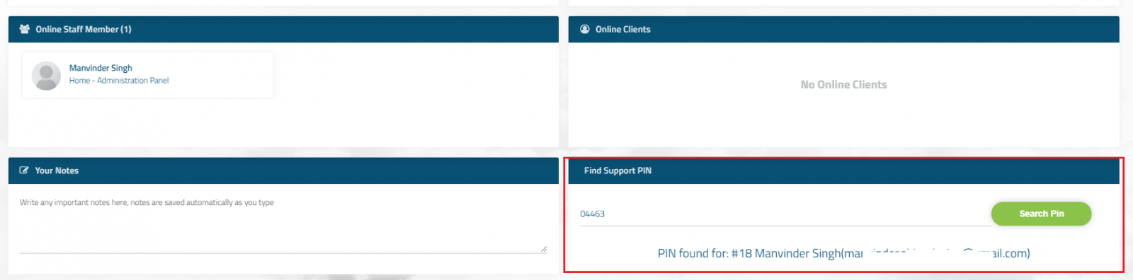 Support PIN