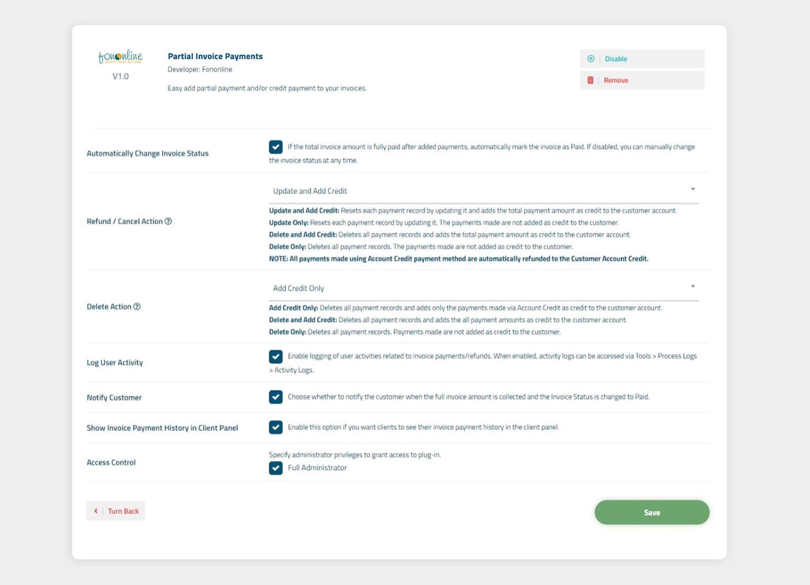 Partial Invoice Payments