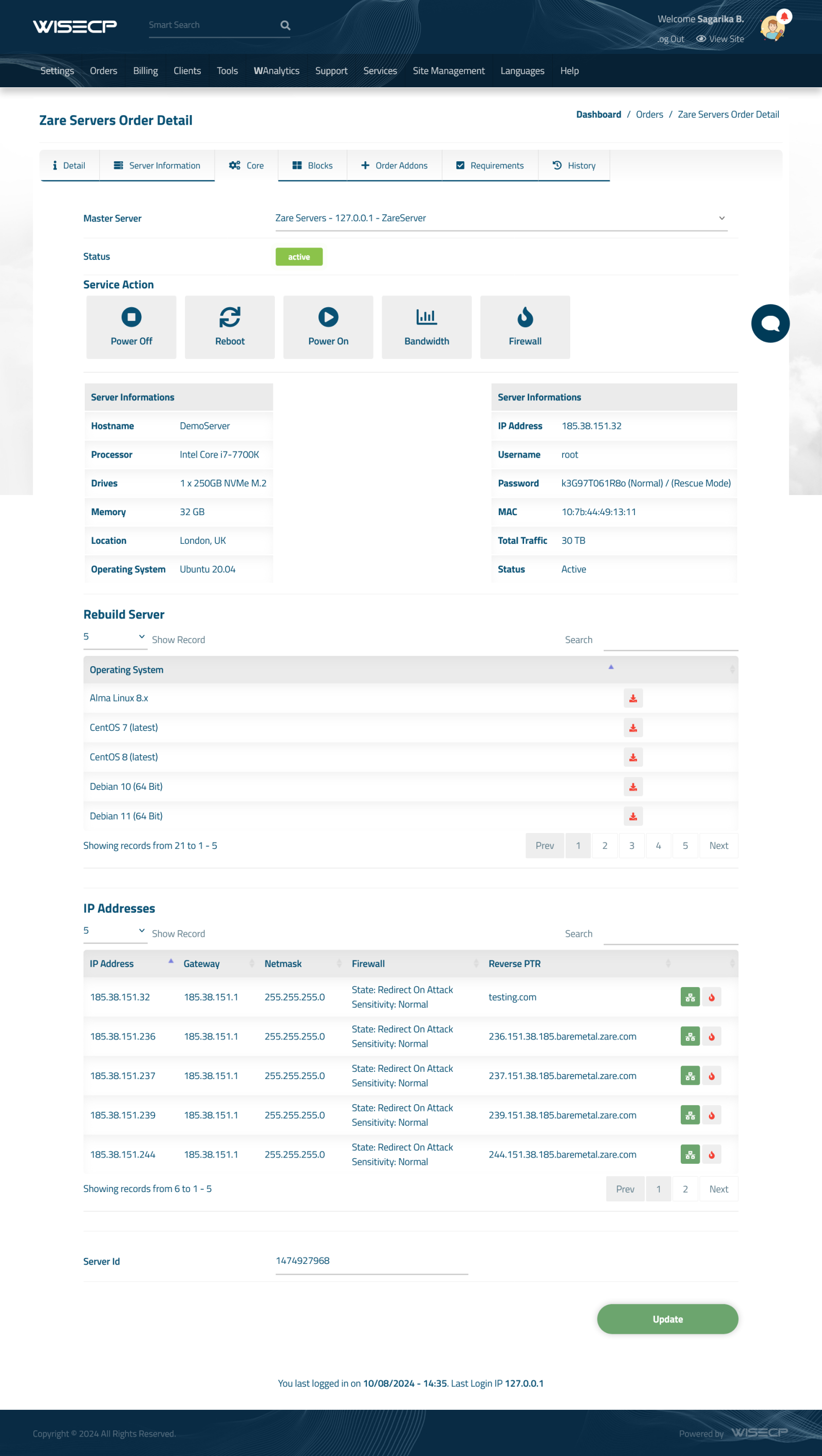 Zare Servers for WISECP